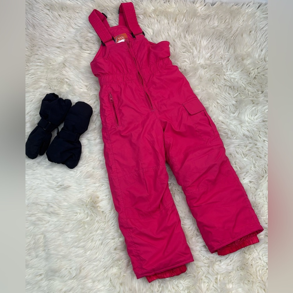 Pulse Snow Pink Toddler Snowboard Pants Sz. S 4/5 & Burton Warmest Mittens Sz. S